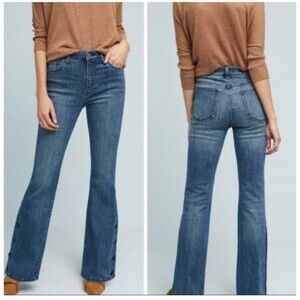 Anthropologie Pilcro Bootcut Jeans Women’s 28 Blue Button High Rise Boho Western